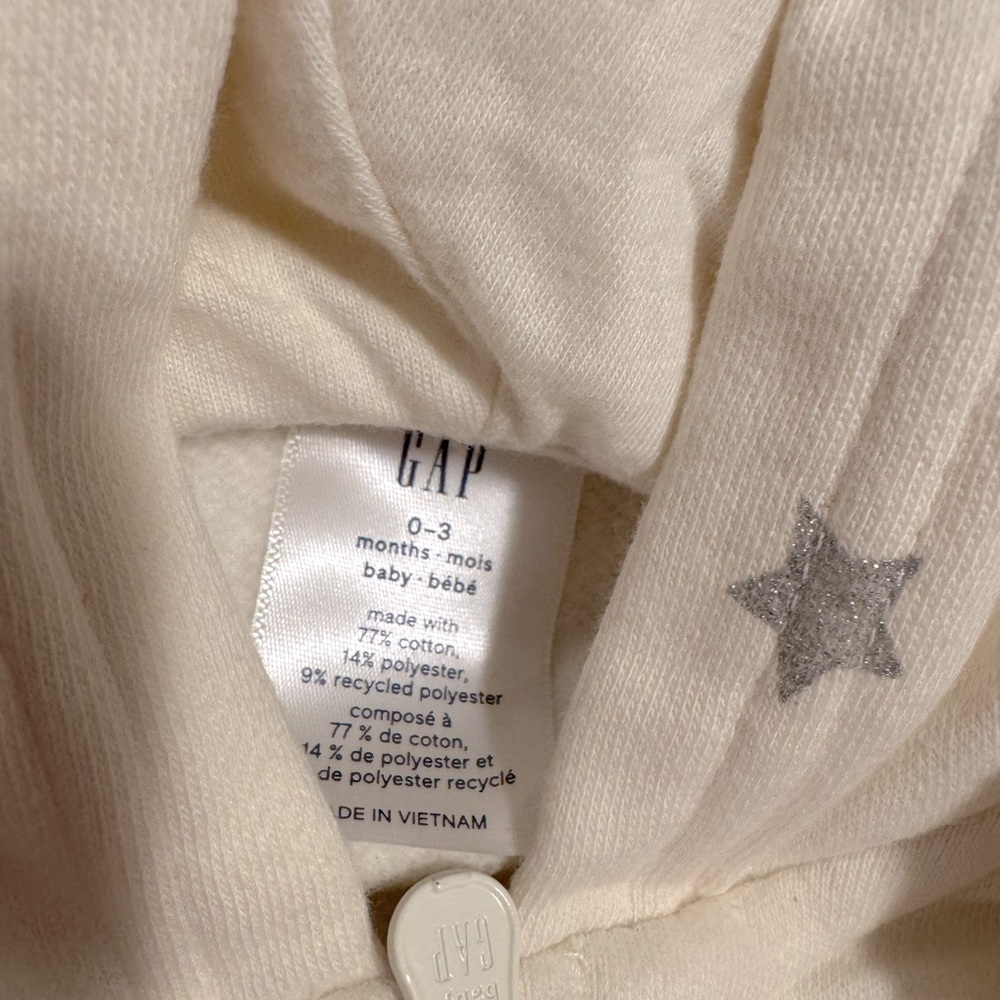 NWT GAP BabyGap Logo Zip Hoodie with Multicolor Stars 0-3 Months - Picture 5 of 5